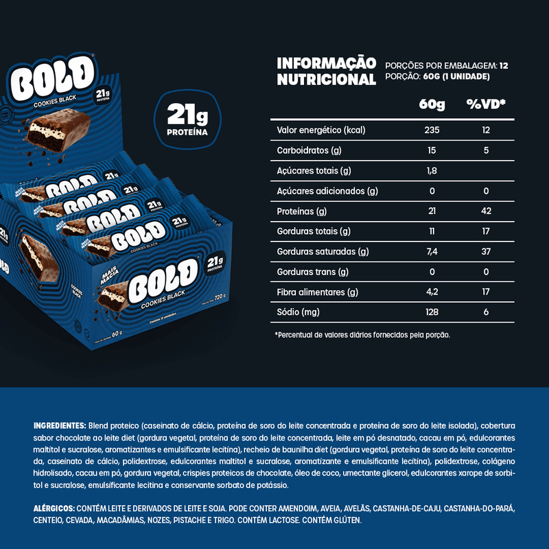12 BARRAS BOLD COOKIES BLACK