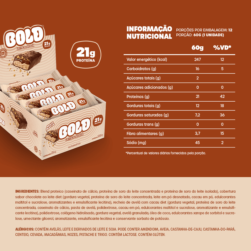 12 BARRAS BOLD LEITE & AVELÃ