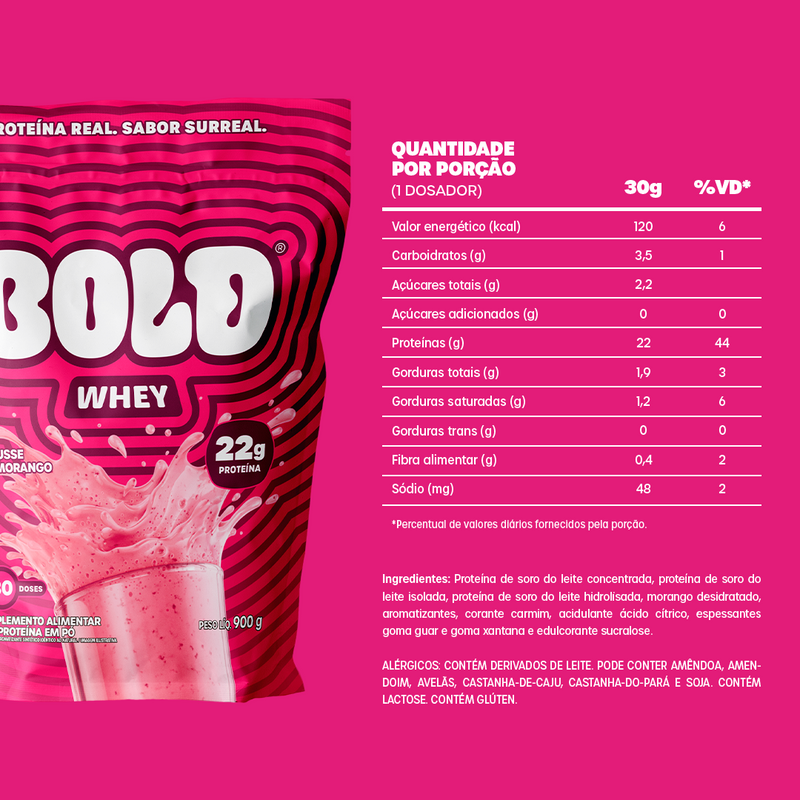 BOLD WHEY MOUSSE DE MORANGO (900g)