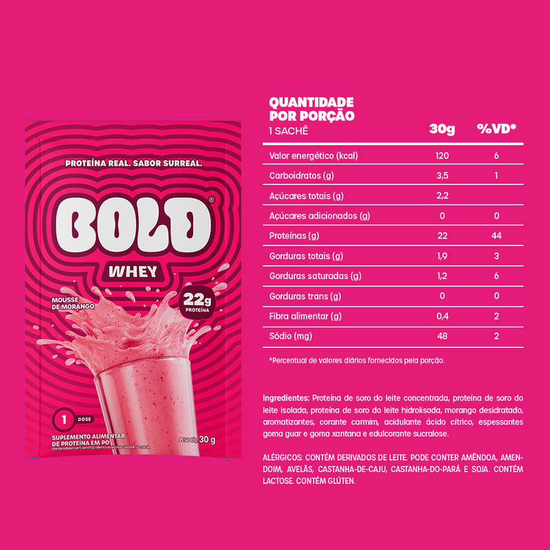 BOLD WHEY MOUSSE DE MORANGO - SACHÊ (30g)