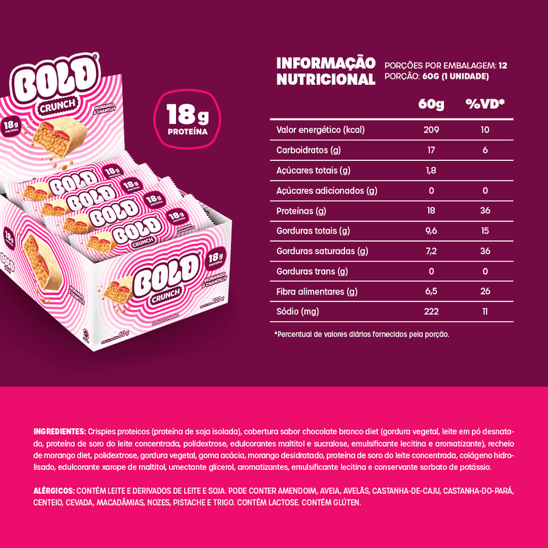 12 BARRAS BOLD CRUNCH MORANGO & CHANTILLY